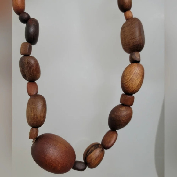 Vintage Bohemian Wooden  Bead Necklace - Picture 1 of 6